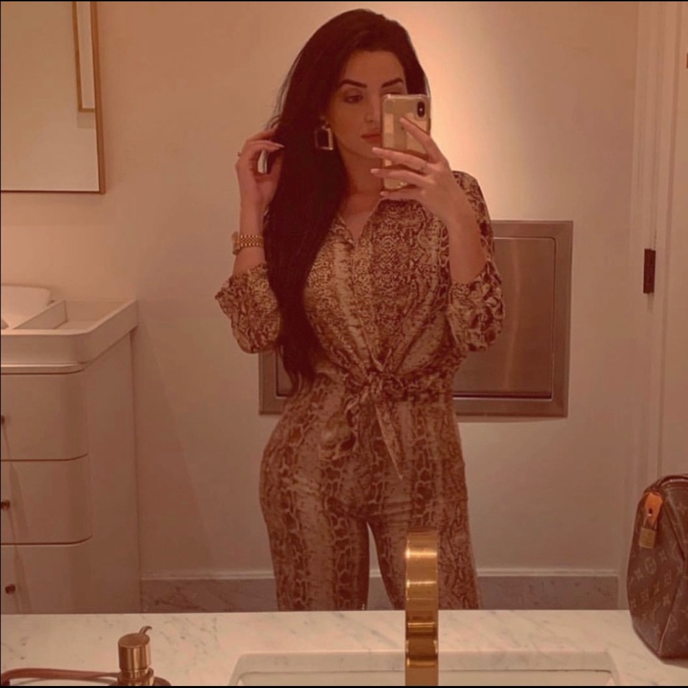 Brown Snake Print Oversized Shirt